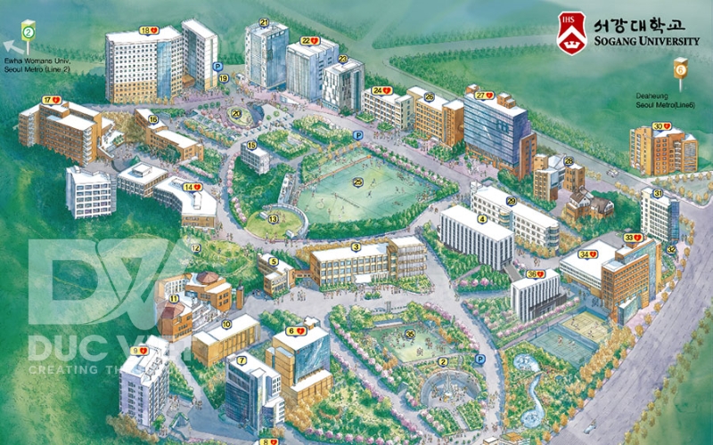 Đại học Sogang nằm ở trung tâm Seoul